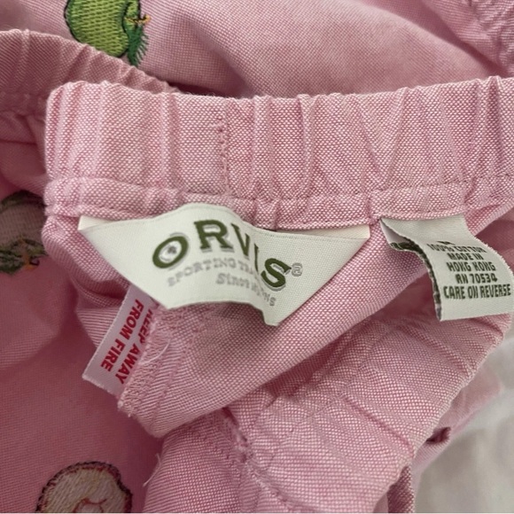 Orvis Women’s Sz Medium Men 32x30 Pink Fruit Embroidered Casual Chino Deck Pant - Picture 5 of 7